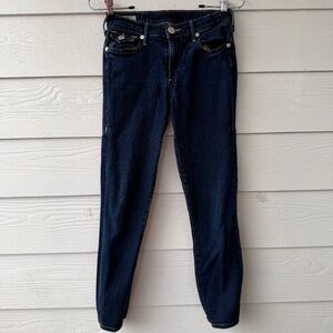 True Religion Halle Mid Rise Super Skinny Jeans | Size‎ 25 | Dark Stretch Denim